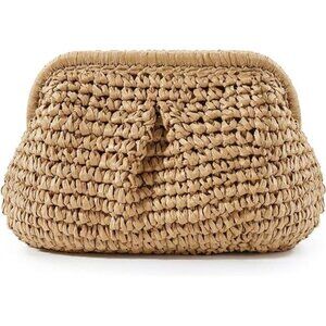 Straw Purse for Women, Beach Bag Summer Woven Clutch Purses, Cloud Crossbody